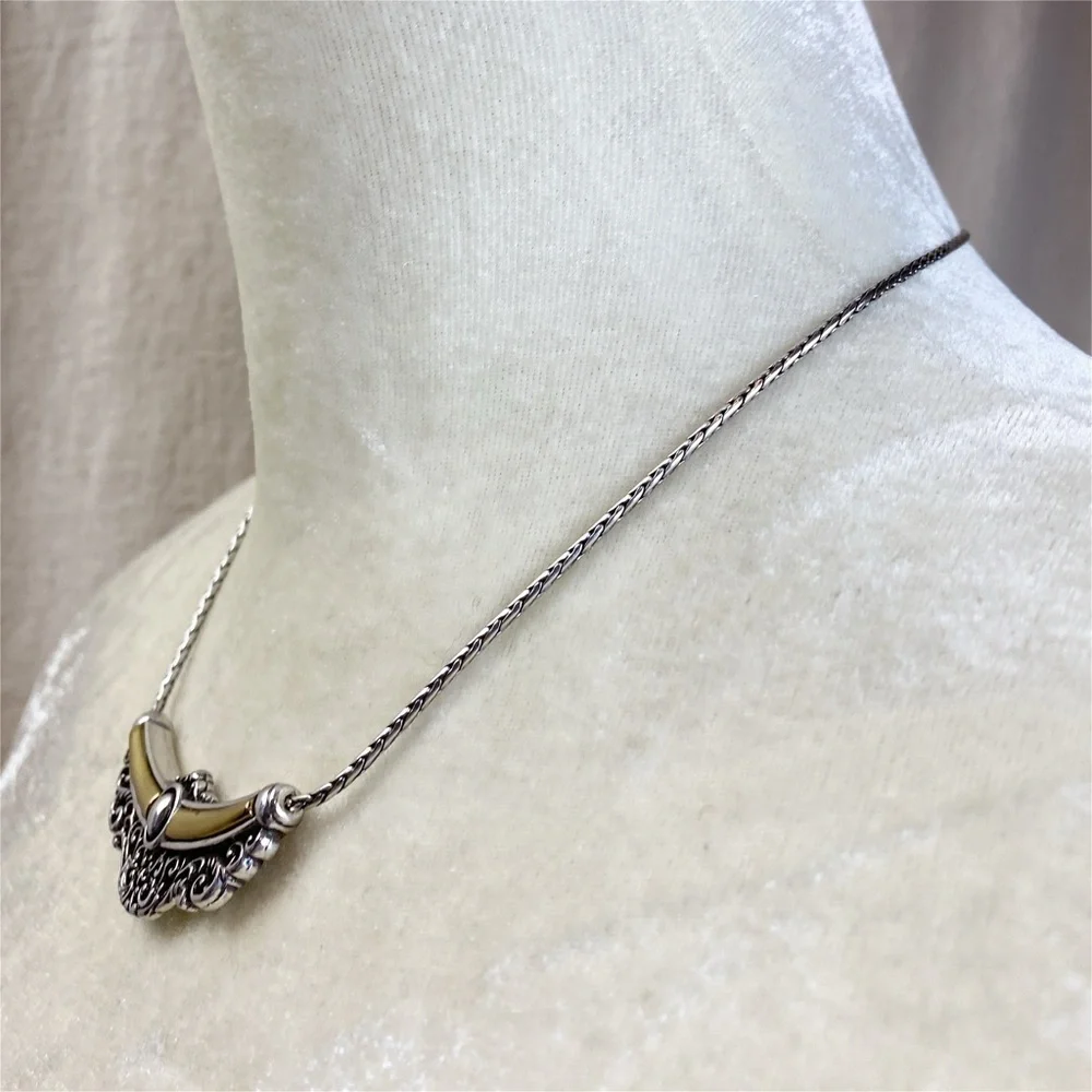 Brighton Reversible Silver gold bar pendant necklace w tin